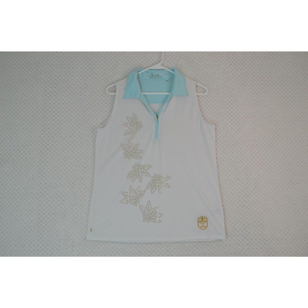 Nancy Lopez Women's Large Desert Dry White Sleeveless Golf Polo Shirt